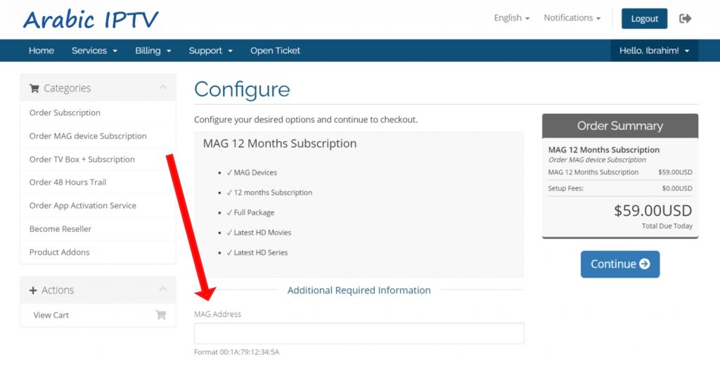 MAG Device Order Form Arabic IPTV